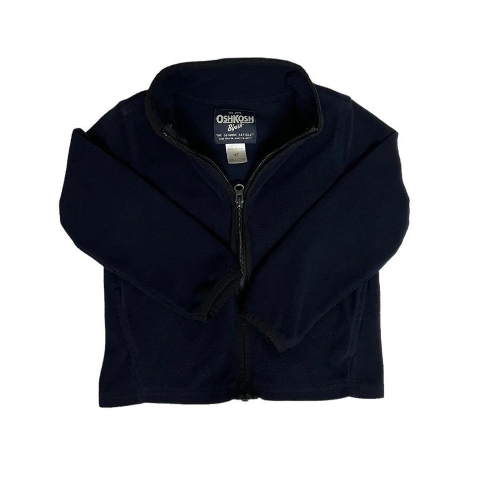 Oshkosh Bgosh Toddler’s Dark Blue Full Zip Fleece With Pockets